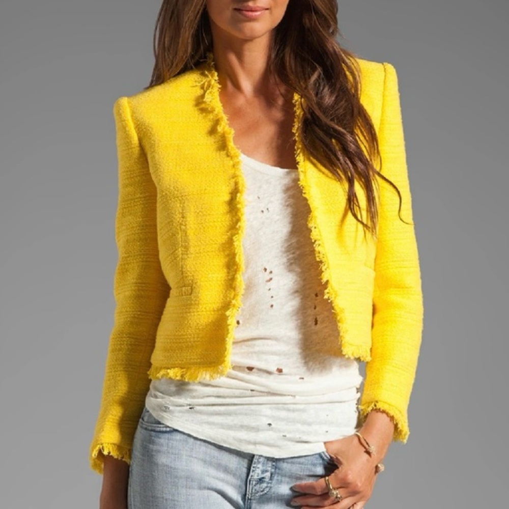 Alice + Olivia REVOLVE Princeton Open Front box Jacket Yellow Size Small S